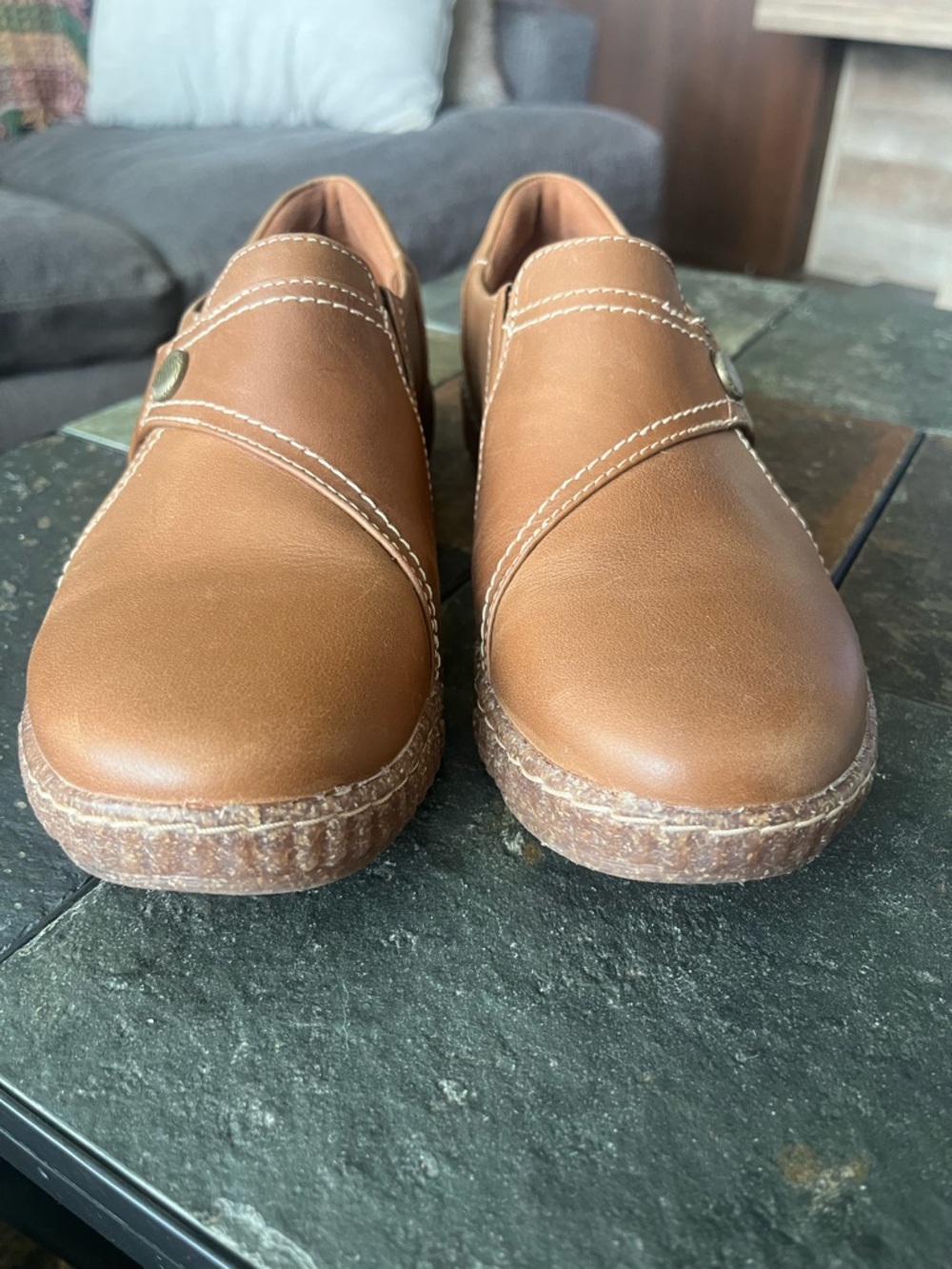 Clark’s Collection Women’s Leather Brown Slip-On Shoes Size 9 1/2